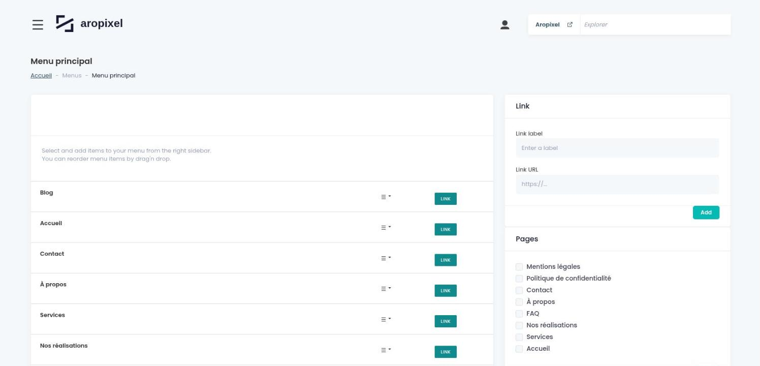 AropixelMenuBundle: reordering navigation links by drag-and-drop